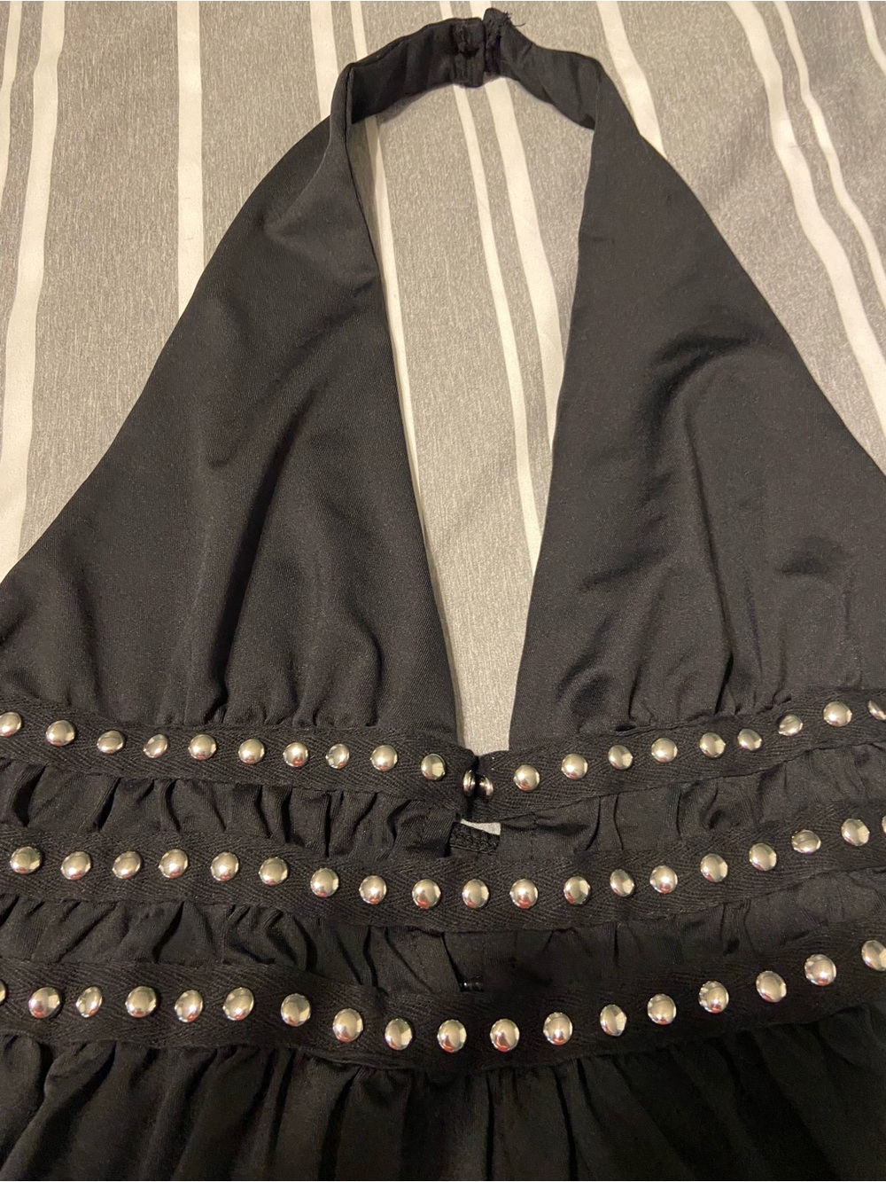 SHEIN Black Studded Halter Crop Top - Picture 2 of 5